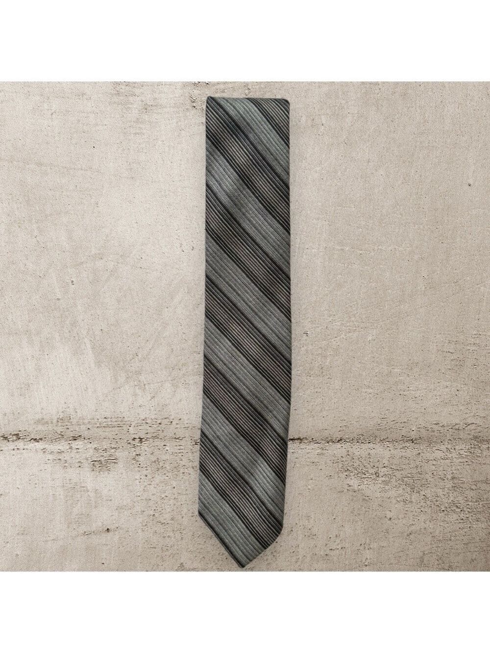 Vintage Christian Dior Monsieur necktie gray brown diagonal stripe
